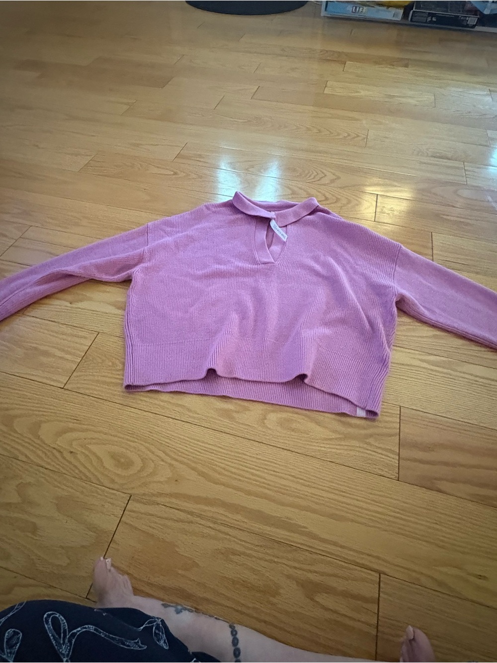 lululemon athletica Pink Cropped Cowl Neck Sweater